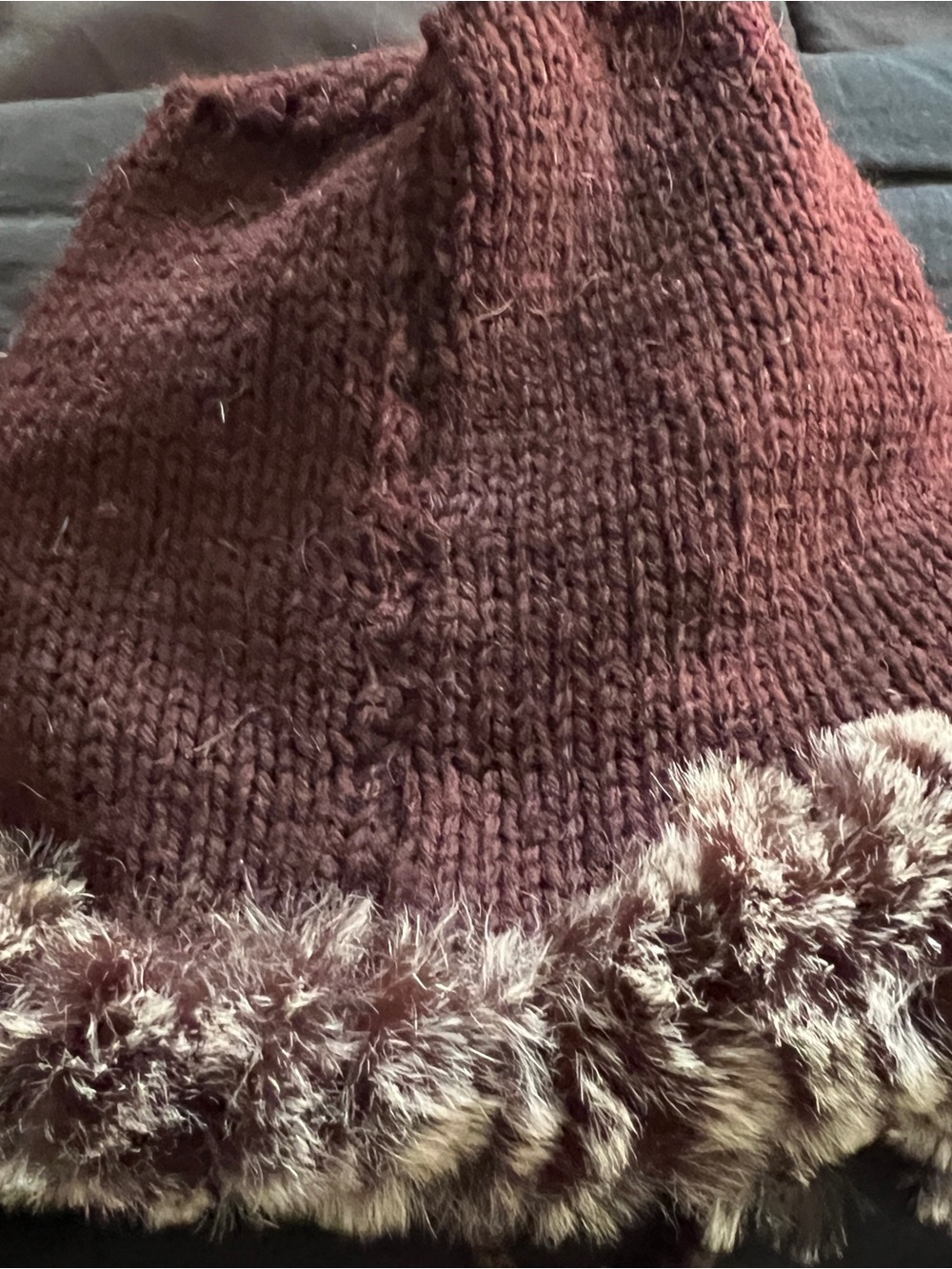 ๐ Real Rex Rabbit Fur Reversible Trapper Hat Coffee Red One Size - Picture 6 of 8